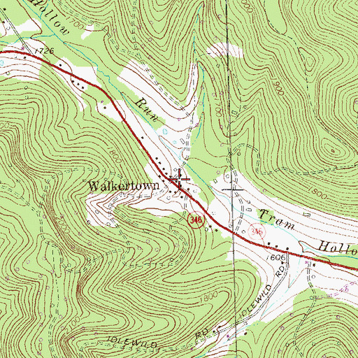 Topographic Map of Walkertown, PA