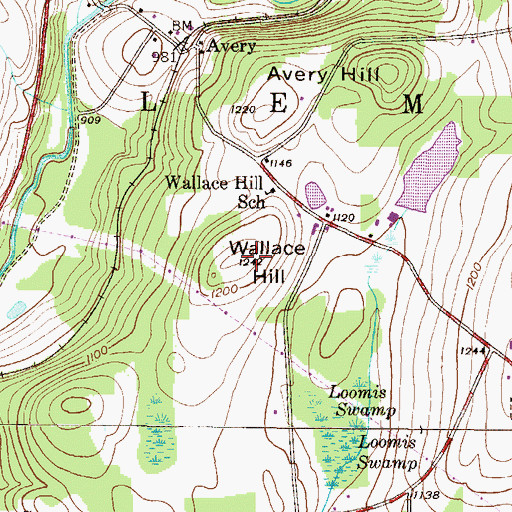 Topographic Map of Wallace Hill, PA