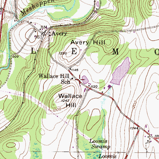 Topographic Map of Wallace Hill School, PA