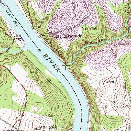 Topographic Map of Wallace Run, PA