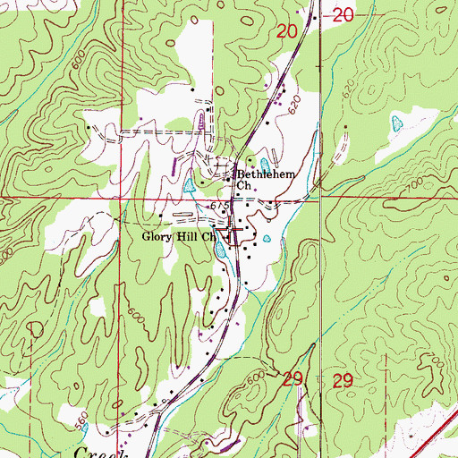Topographic Map of Glory Hill Church of God, AL