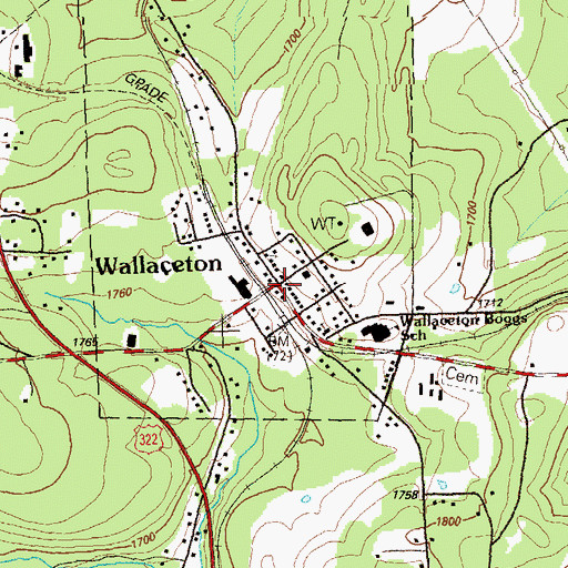 Topographic Map of Wallaceton, PA