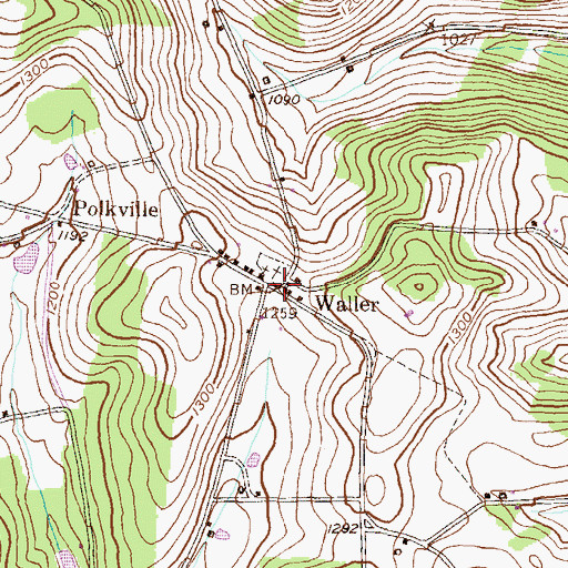 Topographic Map of Waller, PA