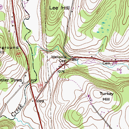 Topographic Map of Wallsville Cemetery, PA