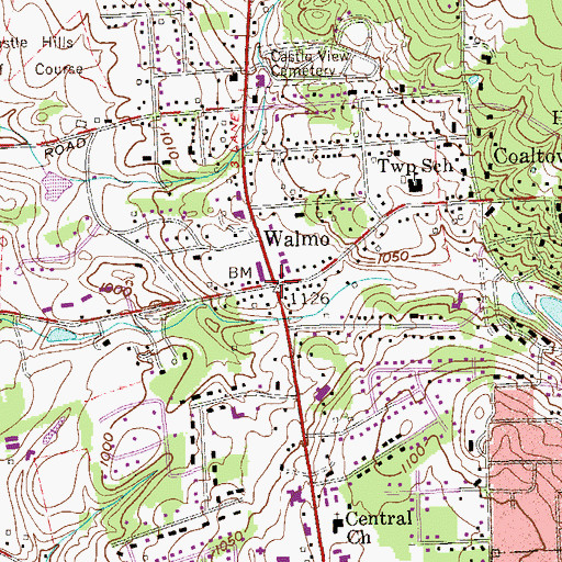 Topographic Map of Walmo, PA