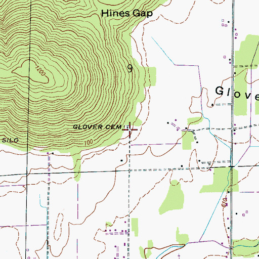 Topographic Map of Glover Cemetery, AL