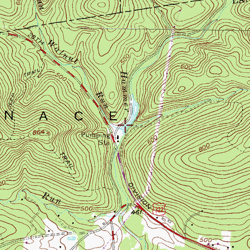 Topographic Map of Walnut Run, PA