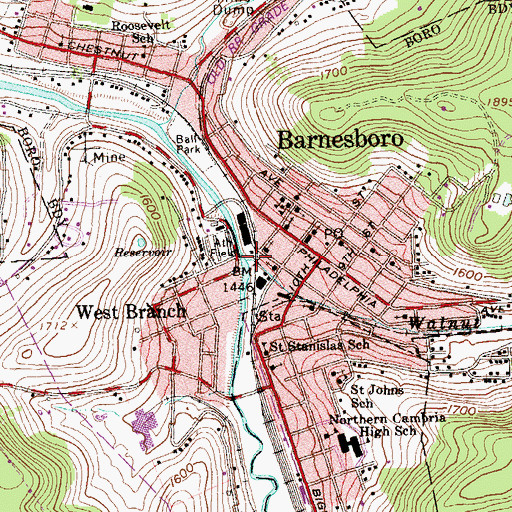 Topographic Map of Walnut Run, PA