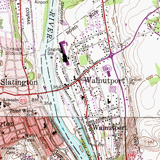 Topographic Map of Walnutport, PA
