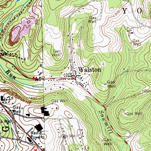 Topographic Map of Walston, PA