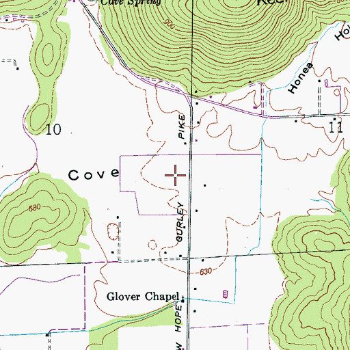 Topographic Map of Glover Cove, AL
