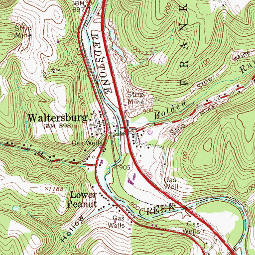 Topographic Map of Waltersburg, PA