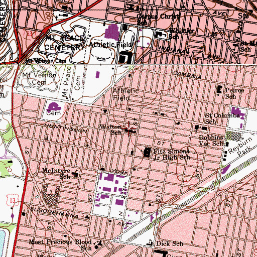 Topographic Map of Walton School, PA