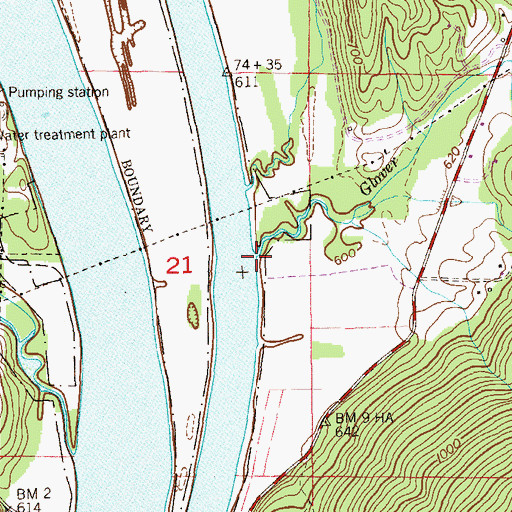 Topographic Map of Glover Creek, AL