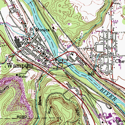 Topographic Map of Wampum Run, PA