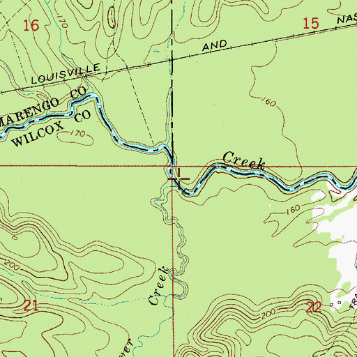 Topographic Map of Glover Creek, AL