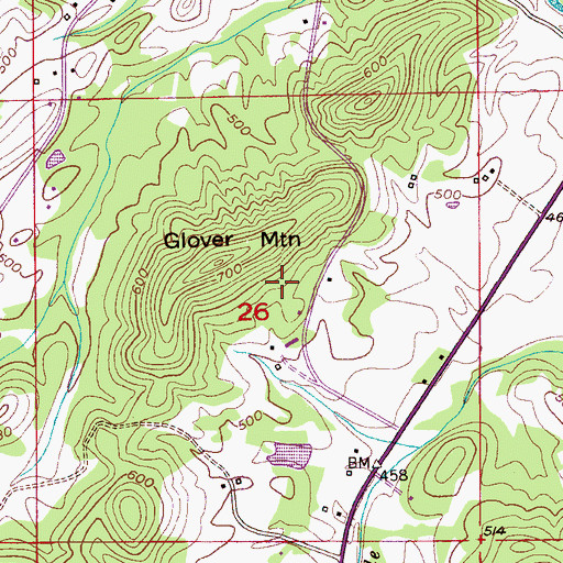 Topographic Map of Glover Mountain, AL