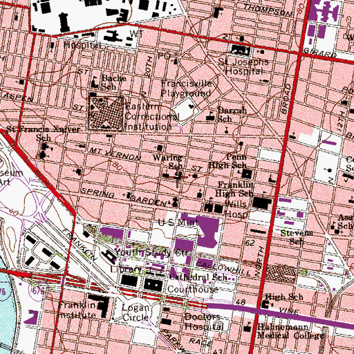 Topographic Map of Waring School, PA
