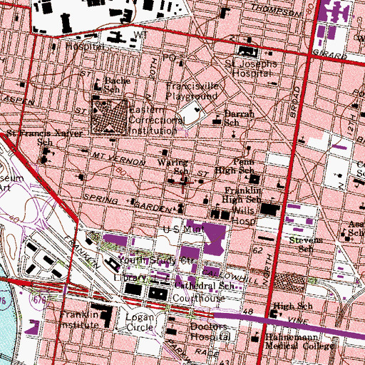 Topographic Map of Waring School, PA