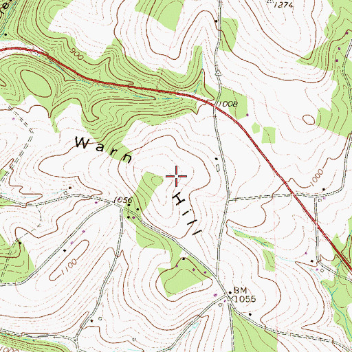 Topographic Map of Warn Hill, PA