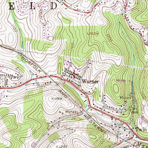 Topographic Map of Warner, PA