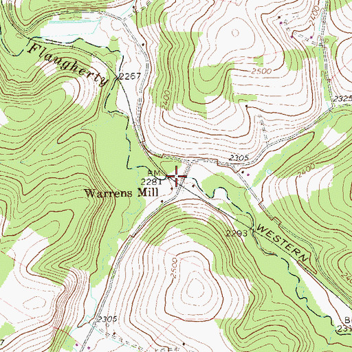 Topographic Map of Warrens Mill, PA
