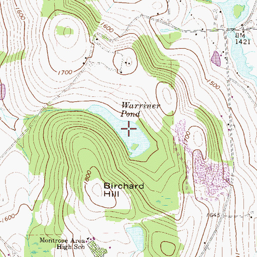 Topographic Map of Warriner Pond, PA