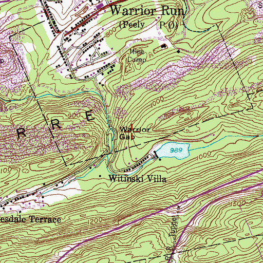 Topographic Map of Warrior Gap, PA