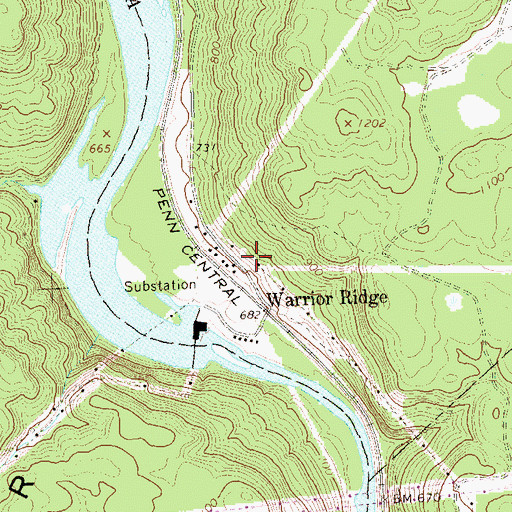 Topographic Map of Warrior Ridge, PA