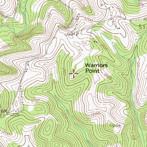 Topographic Map of Warriors Point, PA