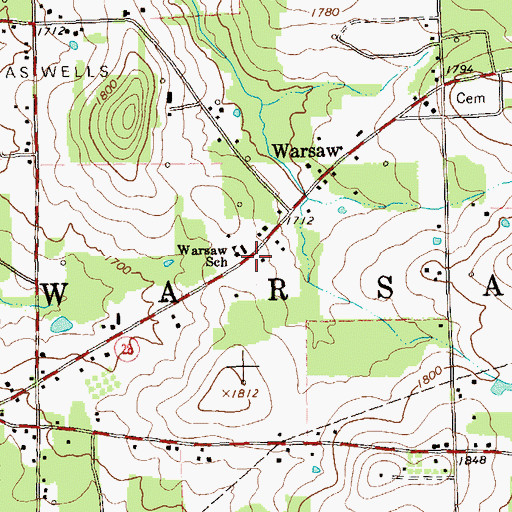 Topographic Map of Warsaw School, PA