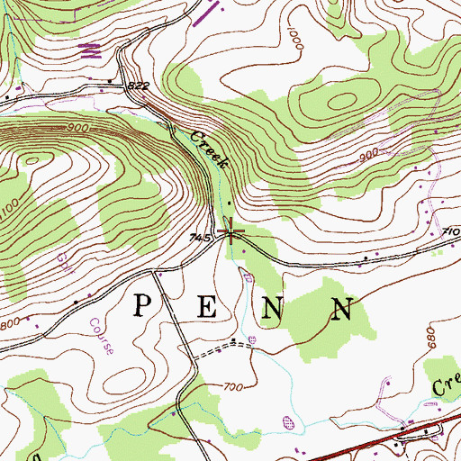 Topographic Map of Wash Creek School (historical), PA