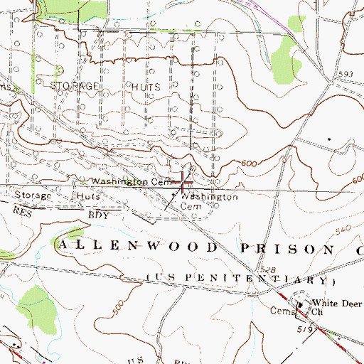 Topographic Map of Washington Cemetery, PA