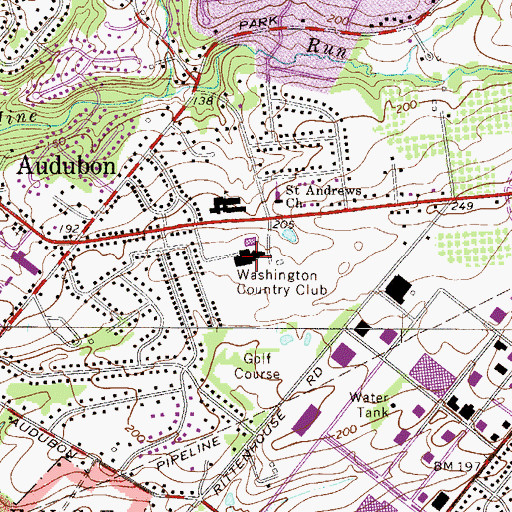 Topographic Map of Washington Country Club, PA