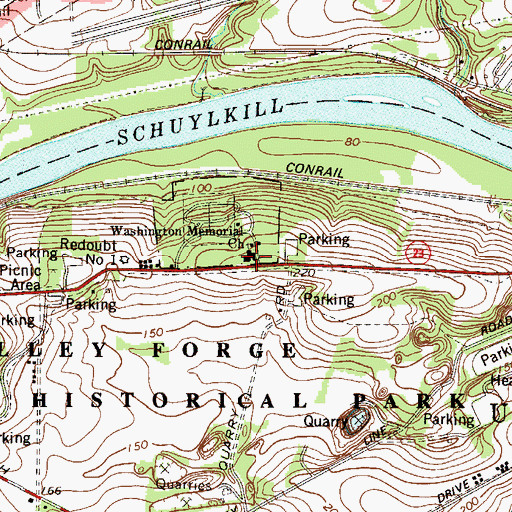 Topographic Map of Washington Memorial Church, PA