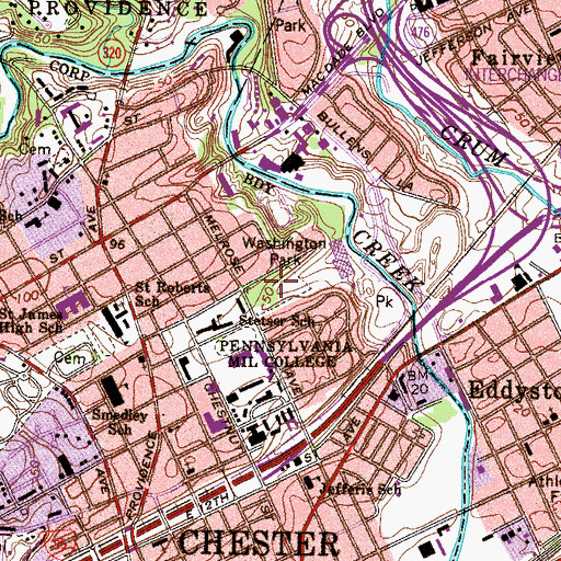 Topographic Map of Washington Park, PA