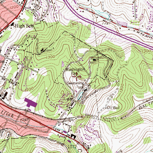 Topographic Map of Washington Park, PA