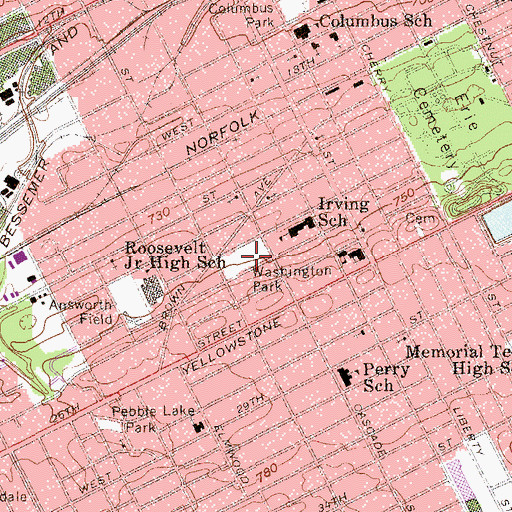 Topographic Map of Washington Park, PA