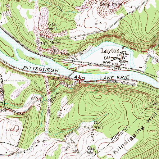 Topographic Map of Washington Run, PA
