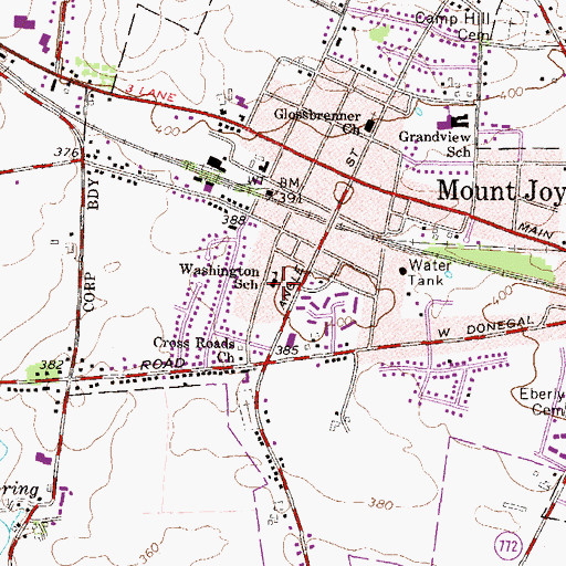 Topographic Map of Washington School, PA