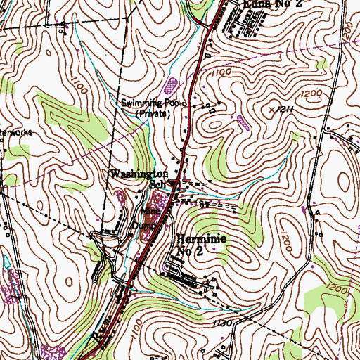 Topographic Map of Washington School, PA