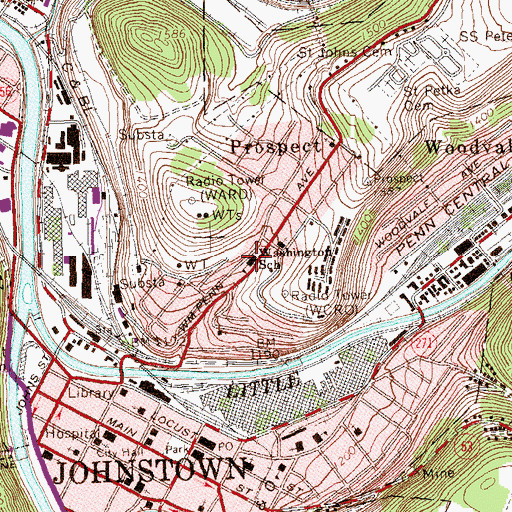 Topographic Map of Washington School, PA