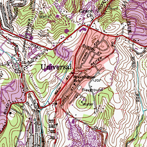 Topographic Map of Washington School (historical), PA