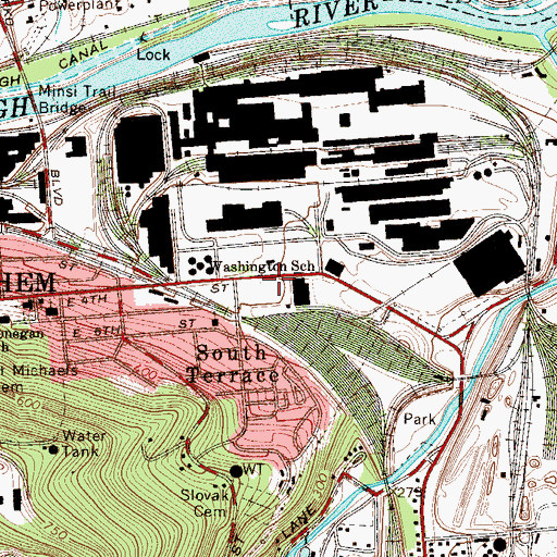 Topographic Map of Washington School, PA