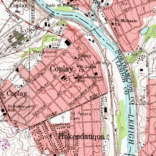 Topographic Map of Washington School, PA