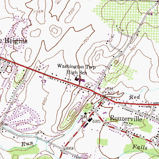 Topographic Map of Washington Township High School, PA