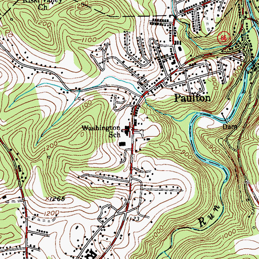 Topographic Map of Washington Township High School, PA