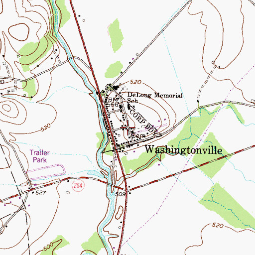 Topographic Map of Washingtonville, PA
