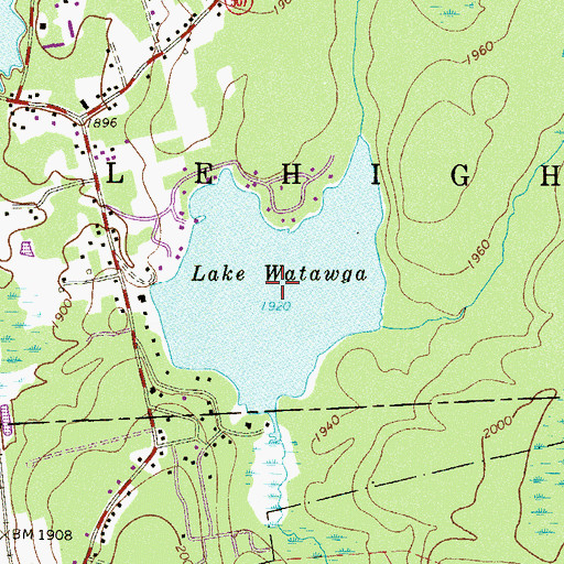 Topographic Map of Lake Watawga, PA