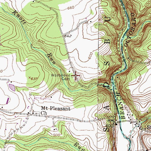 Topographic Map of Wateland Cemetery, PA